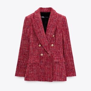 DOUBLE BREASTED TEXTURED WEAVE JACKET